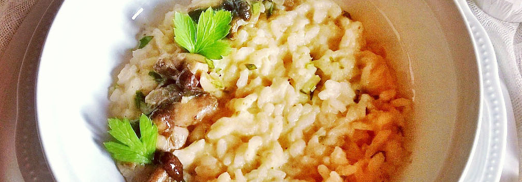 Risotto funghi, prosecco e Pecorino Toscano DOP